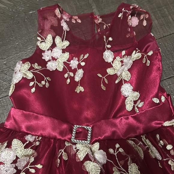Tahari Girls Red Dress Floral Gown Christmas Formal size 5 - Picture 2 of 5